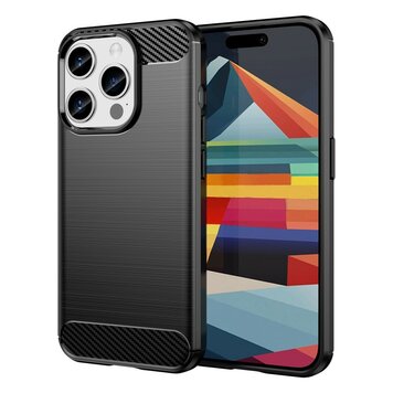 Carbon Armor TPU mit gebürsteter Oberfläche, Kompatibel mit iPhone 16 Pro Max - Schwarz
