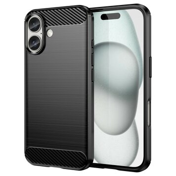 Carbon Armor TPU mit gebürsteter Oberfläche, Kompatibel mit iPhone 16 - Schwarz Carbon Armor TPU mit gebürsteter Oberfläche, Kompatibel mit iPhone 16 - Schwarz