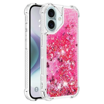 Glitzernde TPU-Hülle mit verstärkten Ecken, Kompatibel mit iPhone 16 - transparentes Rosa Glitzernde TPU-Hülle mit verstärkten Ecken, Kompatibel mit iPhone 16 - transparentes Rosa
