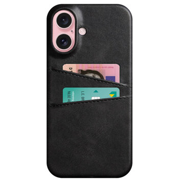 Duo Cardslot Wallet vegane Lederhülle Kompatibel mit iPhone 16 - schwarz Duo Cardslot Wallet vegane Lederhülle Kompatibel mit iPhone 16 - schwarz