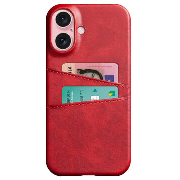 Duo Cardslot Wallet vegane Lederhülle Kompatibel mit iPhone 16 - rot Duo Cardslot Wallet vegane Lederhülle Kompatibel mit iPhone 16 - rot
