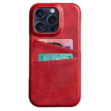 Duo Cardslot Wallet vegane Lederhülle Kompatibel mit iPhone 16 Pro - rot Duo Cardslot Wallet vegane Lederhülle Kompatibel mit iPhone 16 Pro - rot