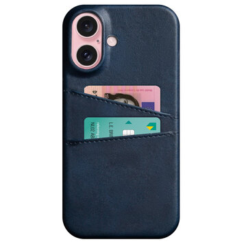 Duo Cardslot Wallet vegane Lederhülle Kompatibel mit iPhone 16 - blau Duo Cardslot Wallet vegane Lederhülle Kompatibel mit iPhone 16 - blau