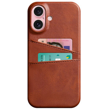Duo Cardslot Wallet vegane Lederhülle Kompatibel mit iPhone 16 - braun Duo Cardslot Wallet vegane Lederhülle Kompatibel mit iPhone 16 - braun