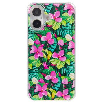 Schutzhülle mit tropischen Blättern und Blumen aus TPU mit verstärkten Ecken, Kompatibel mit iPhone 16 Schutzhülle mit tropischen Blättern und Blumen aus TPU mit verstärkten Ecken, Kompatibel mit iPhone 16