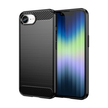 Carbon Armor TPU mit gebürsteter Oberfläche, Kompatibel mit iPhone 16e - Schwarz Carbon Armor TPU mit gebürsteter Oberfläche, Kompatibel mit iPhone 16e - Schwarz