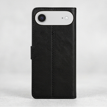 Luxus Leder Klapphülle Passend für iPhone Air (17 Air) – Schwarz