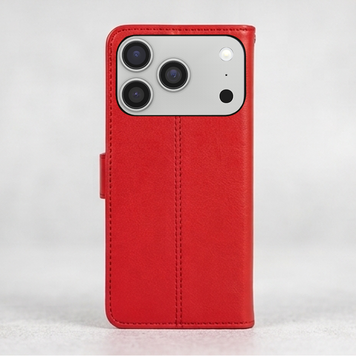 Luxus Leder Klapphülle Passend für iPhone 18 Pro – Rot