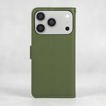 Luxus Leder Klapphülle Passend für iPhone 18 Pro – Dunkelgrün