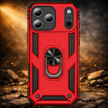 iPhone 18 Pro Hülle Rot – Stoßfeste Rugged Armor Schutzhülle mit Metall Ringhalter (Kompatibel mit iPhone 18 Pro)