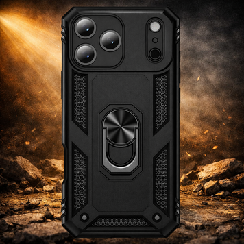 iPhone 18 Pro Hülle Schwarz – Stoßfeste Rugged Armor Schutzhülle mit Metall Ringhalter (Kompatibel mit iPhone 18 Pro)