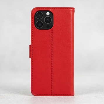 Luxus Leder Klapphülle Passend für iPhone 16 Pro Max – Rot