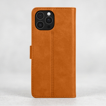 Luxus Leder Klapphülle Passend für iPhone 16 Pro Max – Braun