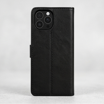 Luxus Leder Klapphülle Passend für iPhone 16 Pro Max  – Schwarz