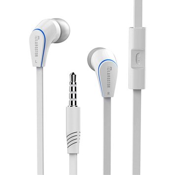 Langston In-Ear-Ohrhörer, 3,5-mm-Flachkabel, weisses Ohrhörer-Knopf-Mikrofon, Nudelkabel Langston In-Ear-Ohrhörer, 3,5-mm-Flachkabel, weisses Ohrhörer-Knopf-Mikrofon, Nudelkabel