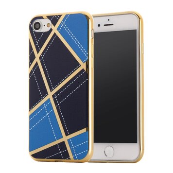 Schicke Silikonhülle Kompatibel mit iPhone 7 8 SE 2020 SE 2022 Goldene Designlinien Blau Schicke Silikonhülle Kompatibel mit iPhone 7 8 SE 2020 SE 2022 Goldene Designlinien Blau