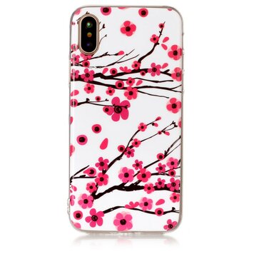 Hülle Kompatibel mit iPhone X XS rote Zweige Blumen Frühling TPU weiss Hülle Kompatibel mit iPhone X XS rote Zweige Blumen Frühling TPU weiss