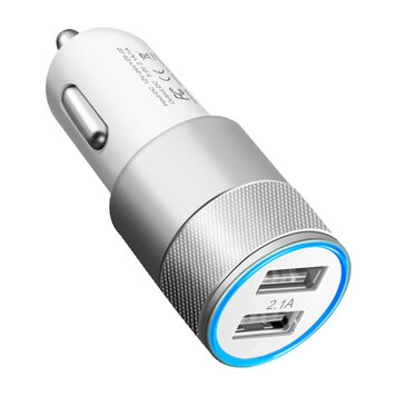 Universelles silbernes Autoladegerät - Dual USB 2,4 Ampere - Autoladegerät silber Universelles silbernes Autoladegerät - Dual USB 2,4 Ampere - Autoladegerät silber