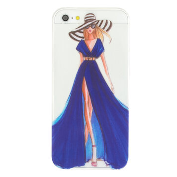 Mädchenkleid elegant Kompatibel mit iPhone 5 5s SE 2016 TPU Hülle - Blaue Streifen - Transparent Mädchenkleid elegant Kompatibel mit iPhone 5 5s SE 2016 TPU Hülle - Blaue Streifen - Transparent