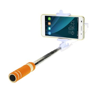 Faltbarer Selfie-Stick universal - Orange Weiss - Audio-Fernbedienung Faltbarer Selfie-Stick universal - Orange Weiss - Audio-Fernbedienung