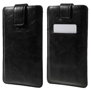 Universelle schwarze Leder-Einsatzhülle Kompatibel mit iPhone - Max. 6,7 Zoll Universelle schwarze Leder-Einsatzhülle Kompatibel mit iPhone - Max. 6,7 Zoll