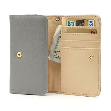Universal-Brieftasche, Smartphone-Hülle, Brieftasche aus Leder, Bücherregal - Grau Universal-Brieftasche, Smartphone-Hülle, Brieftasche aus Leder, Bücherregal - Grau