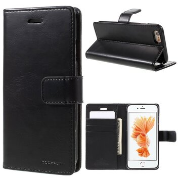 Mercury Blue Moon Bookcase Geldbörse Kompatibel mit iPhone 6 6s Hülle - Schwarzes Leder Mercury Blue Moon Bookcase Geldbörse Kompatibel mit iPhone 6 6s Hülle - Schwarzes Leder