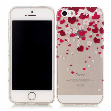 Herzen lieben Blumen TPU-Hülle Kompatibel mit iPhone 5 5s SE 2016 - Transparent Rot Rosa Herzen lieben Blumen TPU-Hülle Kompatibel mit iPhone 5 5s SE 2016 - Transparent Rot Rosa