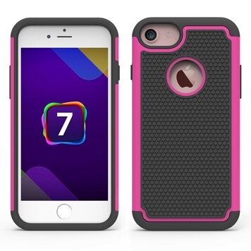 Zweiteilige Kunststoff-Silikonhülle Kompatibel mit iPhone 7 8 Noppen - Pink Schwarz Zweiteilige Kunststoff-Silikonhülle Kompatibel mit iPhone 7 8 Noppen - Pink Schwarz