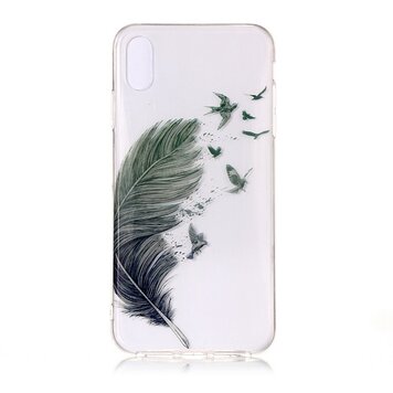 Flexibles TPU-Gehäuse mit Vögeln und Federn, Kompatibel mit iPhone XR - Transparent Flexibles TPU-Gehäuse mit Vögeln und Federn, Kompatibel mit iPhone XR - Transparent