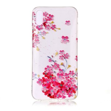 Bunte transparente Blumen-TPU-Hülle, Kompatibel mit iPhone XR - Rosa Bunte transparente Blumen-TPU-Hülle, Kompatibel mit iPhone XR - Rosa