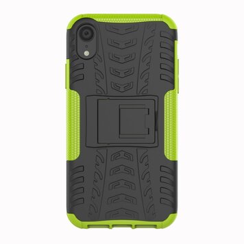 Stossfeste TPU-Autoreifenhülle Kompatibel mit iPhone XR Hülle mit Ständer - Grün Stossfeste TPU-Autoreifenhülle Kompatibel mit iPhone XR Hülle mit Ständer - Grün