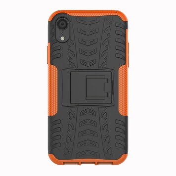 Stossfeste TPU-Autoreifenhülle Kompatibel mit iPhone XR Hülle mit Ständer - Orange Stossfeste TPU-Autoreifenhülle Kompatibel mit iPhone XR Hülle mit Ständer - Orange