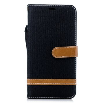 Stoff Leder Kompatibel mit iPhone XS Max Bookcase Wallet Case Standard - Schwarz Braun Stoff Leder Kompatibel mit iPhone XS Max Bookcase Wallet Case Standard - Schwarz Braun