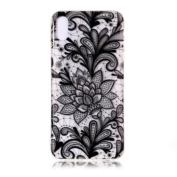 Transparente Henna-Blumen Kompatibel mit iPhone XS Max TPU-Hülle - Schwarz Transparente Henna-Blumen Kompatibel mit iPhone XS Max TPU-Hülle - Schwarz