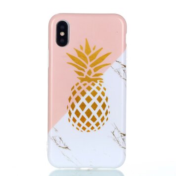 Flexible Hülle Gold Ananas Marmor Gold Marmor Kompatibel mit iPhone X XS - Pink Weiss Flexible Hülle Gold Ananas Marmor Gold Marmor Kompatibel mit iPhone X XS - Pink Weiss