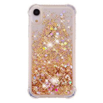 Moving Glitter Powder Protective TPU Kompatibel mit iPhone XR Hülle - Gold Case Moving Glitter Powder Protective TPU Kompatibel mit iPhone XR Hülle - Gold Case