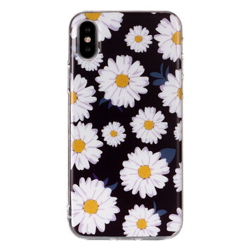 Schöne florale TPU-Hülle Kompatibel mit iPhone X XS - Gänseblümchen schwarz Schöne florale TPU-Hülle Kompatibel mit iPhone X XS - Gänseblümchen schwarz