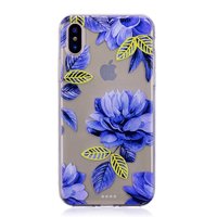 Durchscheinende blaue Blume iPhone X XS TPU Hülle - Blau