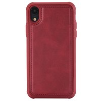 Magnetische rote Ledertasche iPhone XR - Rot