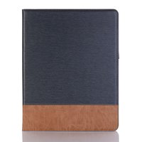 Stoff gerippt Textur Leder iPad Pro 12,9-Zoll-2018 Fall Hülle Brieftasche Brieftasche - Blau Braun
