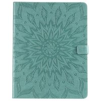 Leder iPad Pro 12,9-Zoll-2018 Fall Hülle Sonnenblumendruck Brieftasche Brieftasche - Grün