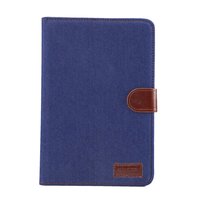 Jeans Denim Flip Case Leder Flip Cover iPad Mini 4 5 - Dunkelblau Braun
