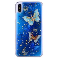 Glitzer Fall Schmetterlinge TPU Gold iPhone XS Max - Blau