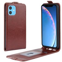 Vertical Flip Brieftasche aus Kunstleder für iPhone 11 - Braun