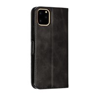 Leder Brieftasche Bücherregal Brieftasche iPhone 11 Pro Max - Schwarz