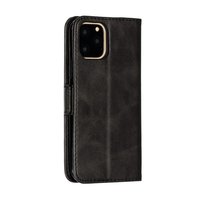 Leder Brieftasche Bücherregal Brieftasche iPhone 11 Pro - Schwarz