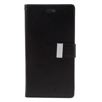 Mercury Goospery Leder iPhone 7 Plus 8 Plus Brieftasche Hülle 7 Karten - Schwarz