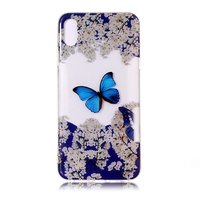 iPhone X XS TPU Hülle Transparent - Blau Weiss