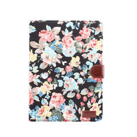 Brieftasche Cover Case Flowerprint Blumenmuster Muster Kunstleder für iPad 10,2 Zoll - Schwarz
